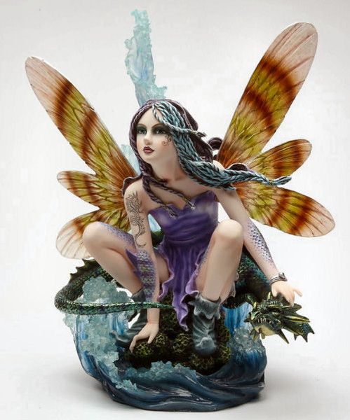 Fairy with Blue Dragon Statue